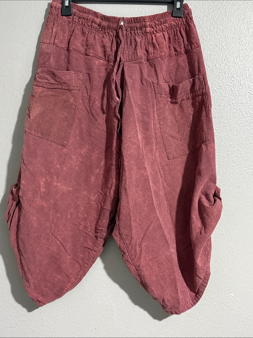 Relaxed Drop-Crotch Linen Blend Pants in Dusty Rose